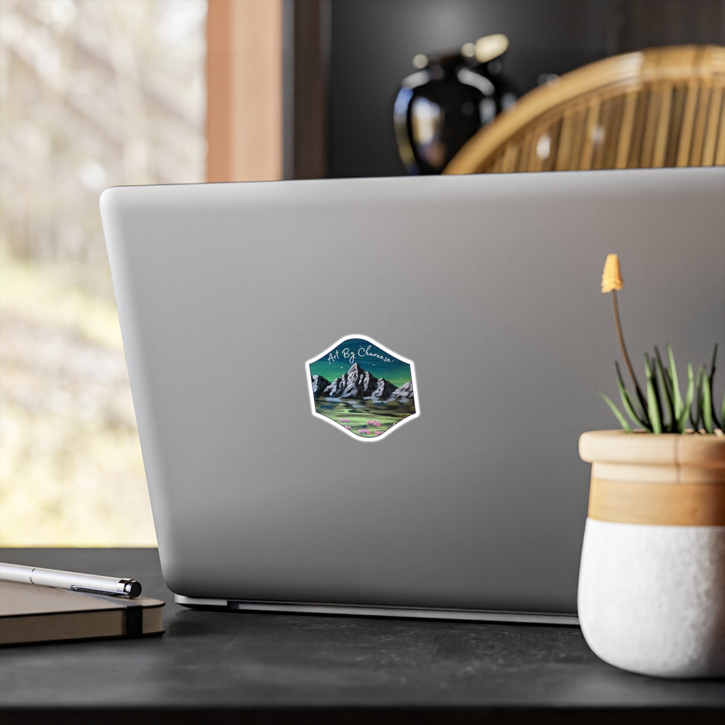 Mountain Landscape Kiss-Cut Vinyl Decals, Aesthetic Wall Art Stickers for Home Decor, Nature Lover Gift, Sticker for Laptop, Car, Planner